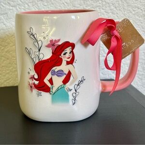 RAE DUNN Disney Princess LITTLE MERMAID Ariel Double Sided White‎ & Pink Cup NEW